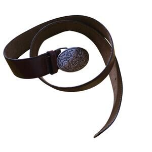 Kids Brown Leather Belt With Western Buckle Size L– Genuine Leather Cowboy Style